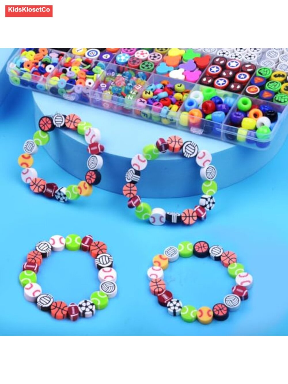 1000 PCS Polymer Clay Beads Bracelet Making Kit, 24 Styles Sports Ball Charms, - Picture 4 of 6
